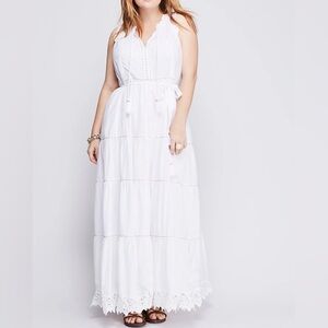 NWT Lane Bryant White Embroidered Cotton Maxi Dress size 26/28